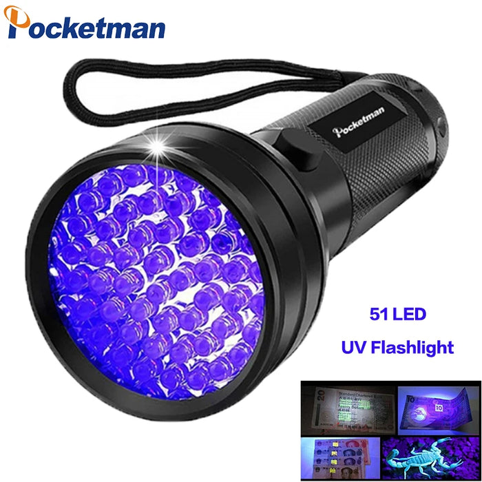 100 LED UV Flashlight Black Light 395 NM Ultraviolet Torch Blacklight Detector for Dog Urine, Pet Stains and Bed Bug