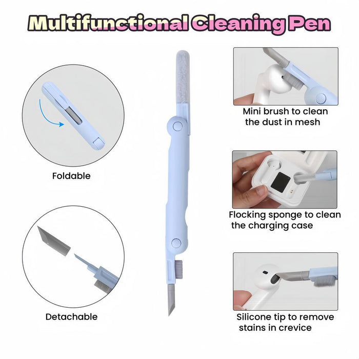 7-In-1 Laptop Keyboard Dust Cleaner Brush Set in Blue with Key Puller Multifunctional Cleaning Tool for PC Tablet