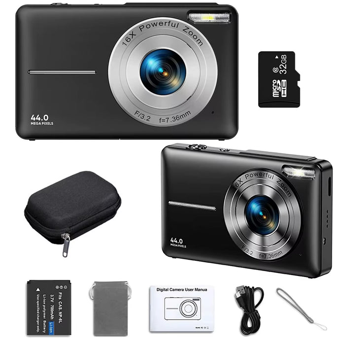 HD 1080P Digital Camera 2.4 Inches Rechargeable Cameras with 16X Zoom Compact Camera 44MP Cameras for Kids Girls Camera Digit