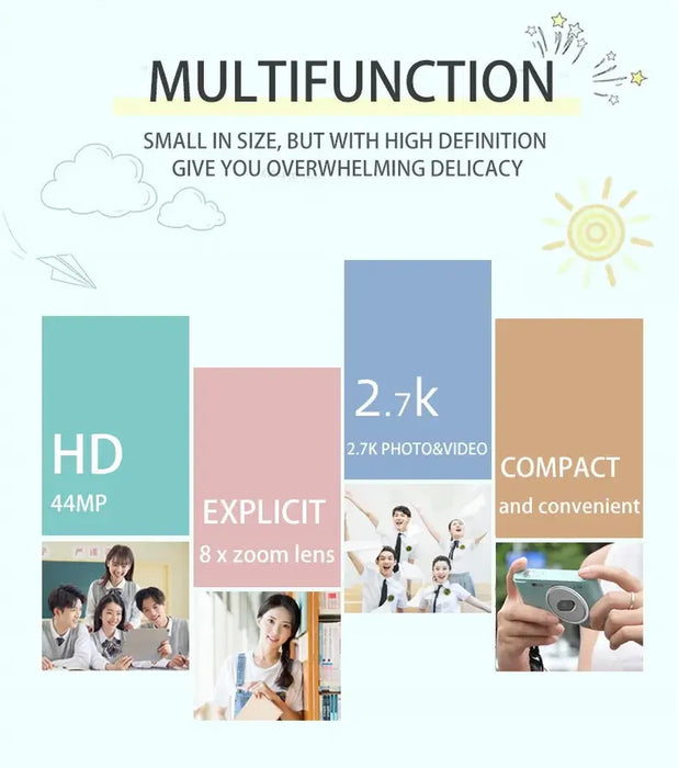Digital Camera Autofocus Camera for Kid Camcorder with 8X Zoom Compact Cameras 1080P Cameras for Beginner Photography