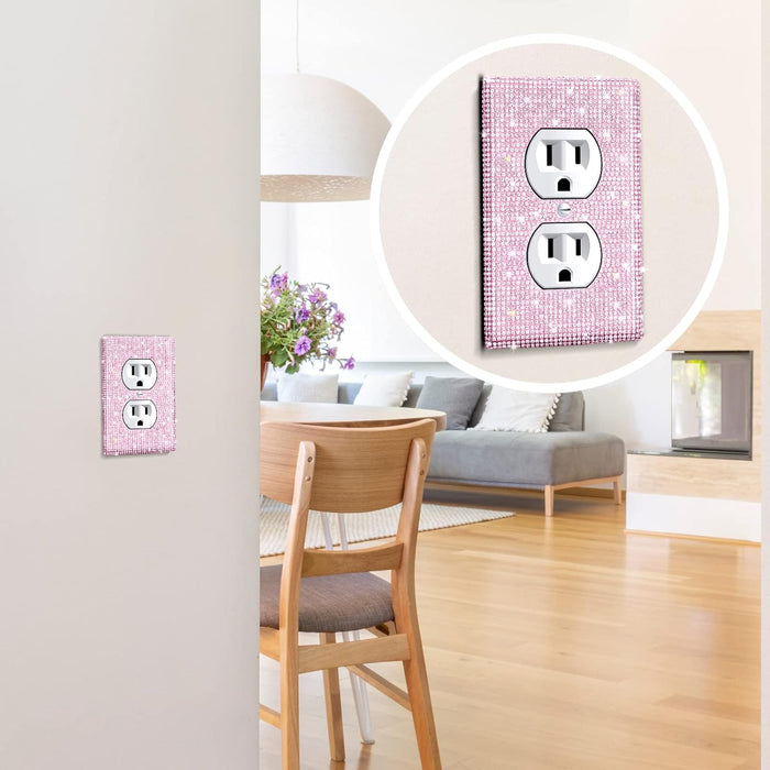 Shiny Rhinestones Wall Plate Light Switch Cover Plate Decorative Wall Bling Outlet Cover for Bedroom Accessories Home Decor(Single Gang Toggle,Pink)